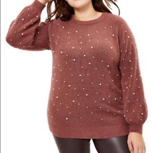 LOFT Women's Elegant Rose Pearlized Wool Blend Sweater